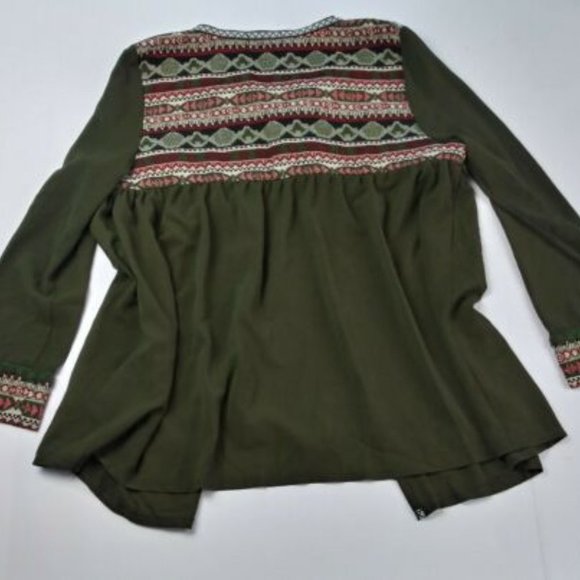 Arianna By Howard's Green Embroidered Shirt S/M - Picture 7 of 8